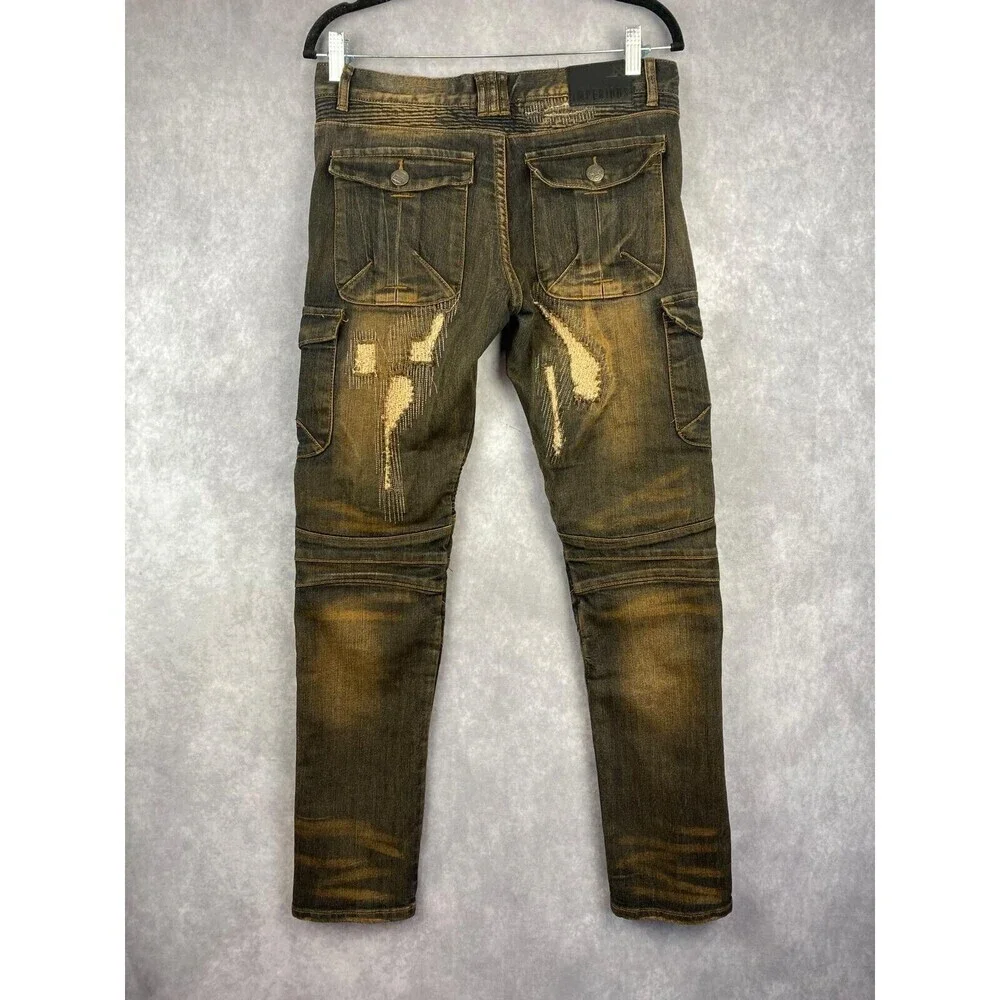 Imperious‎ Trading Jeans Mens 40x32 Zip Legs Pockets Stone Washed Vintage